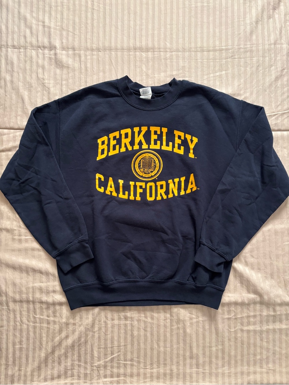 California Berkeley University Sweater Navy Blue Crewneck Women Medium Heavy